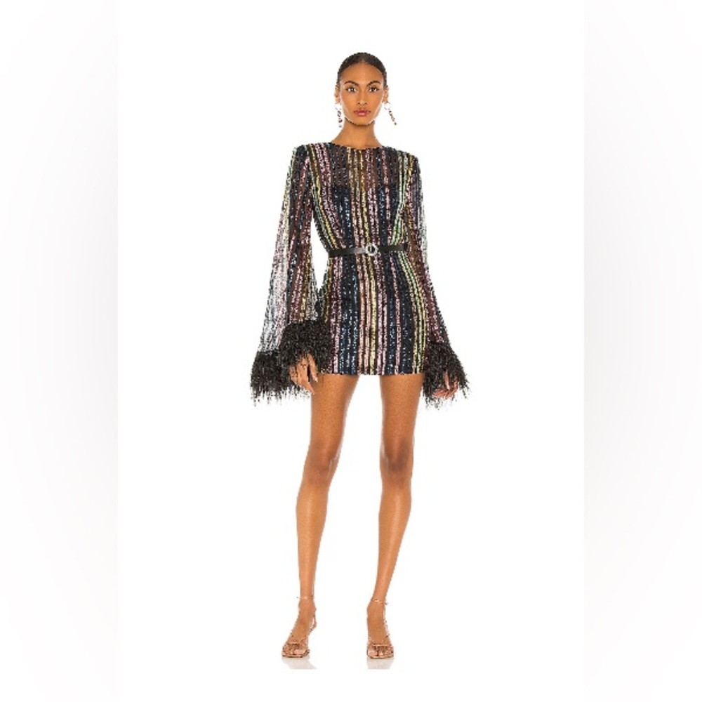 NWT - BRONX & BANCO Joker Cape Dress in Black & Multi - US WOMEN’S SIZE: 8/Large